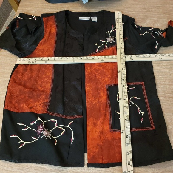 Drapers & Damons Womens Large Classy Black Orange Rayon Blazer Jacket Used - Picture 8 of 12